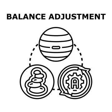 Balance adjustment concept with exercise ball and zen stones Stock Illustration