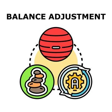 Balance adjustment concept with exercise ball and zen stones Stock Illustration