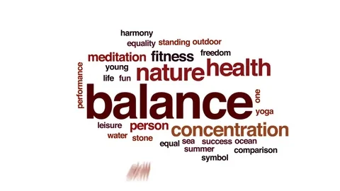 Balance animated word cloud, text design animation. Stock Footage 77051243