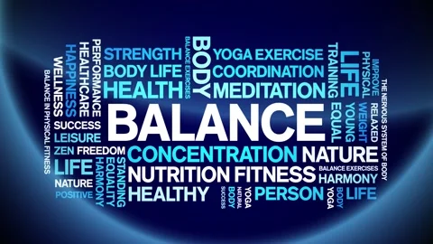 Balance animated word cloud,animation text tag kinetic typography seamless loop Stock Footage 262289589