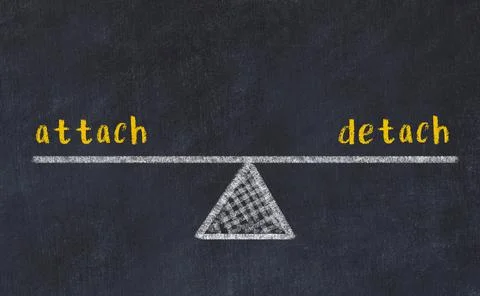 Balance between attach and detach. Chalkboard drawing on black chalkboard Stock Illustration