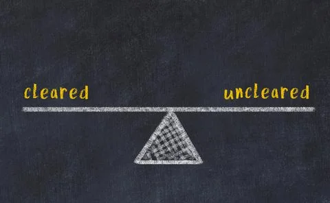 Balance between cleared and uncleared. Chalkboard drawing on black chalkboard Фото