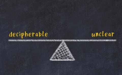 Balance between decipherable and unclear. Chalkboard drawing on black chalkbo Stock Photos