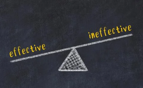 Balance between effective and ineffective. Chalkboard drawing on black chalkb Stock Photos