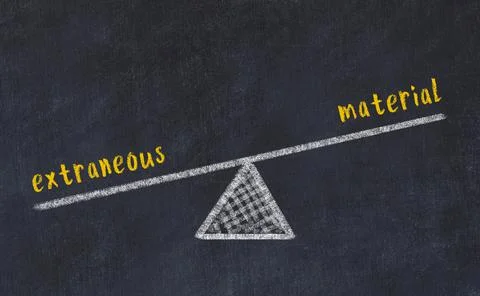 Balance between extraneous and material. Chalkboard drawing on black chalkboa Stock Photos