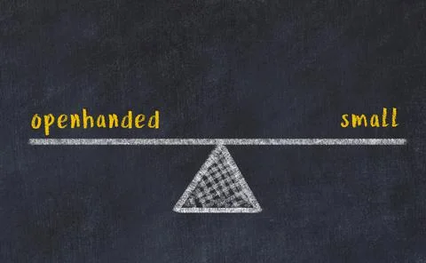 Balance between openhanded and small. Chalkboard drawing on black chalkboard Stock Photos