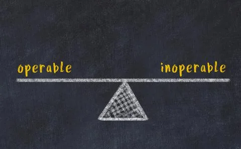 Balance between operable and inoperable. Chalkboard drawing on black chalkboa Stock Illustration
