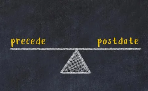 Balance between precede and postdate. Chalkboard drawing on black chalkboard Stock Photos