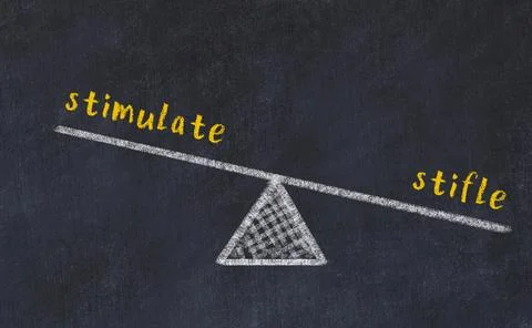 Balance between stimulate and stifle. Chalkboard drawing on black chalkboard Stock Illustration