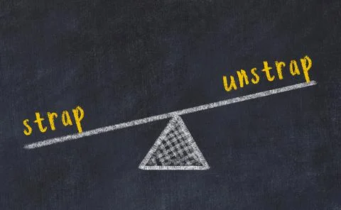 Balance between strap and unstrap. Chalkboard drawing on black chalkboard Stock Photos