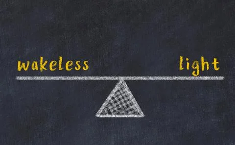 Balance between wakeless and light. Chalkboard drawing on black chalkboard Stock Photos