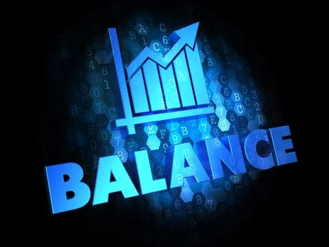 Balance - Blue Text on Digital background. Growth Concept. Stock Illustration