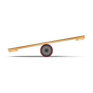 Balance board with cylindrical roller front view isolated on white backgrou.. Stock Illustration