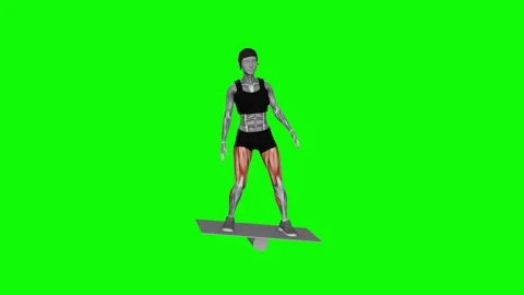 Balance Board (VERSION 2) female fitness gym exercise workout animation muscle h 動画素材 247707744