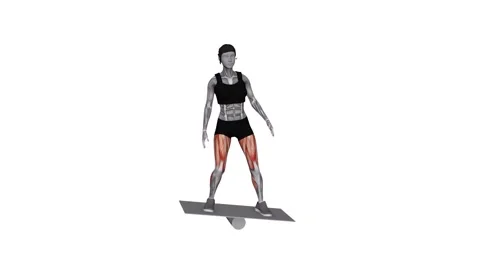 Balance Board (VERSION 2) female 1 fitness gym exercise workout animation muscle Vidéo 247708311