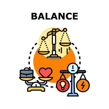Balance concept comparing work life and ideas energy Stock Illustration