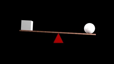 Balance concept with table, triangle, sphere and cube Video stock 83687777
