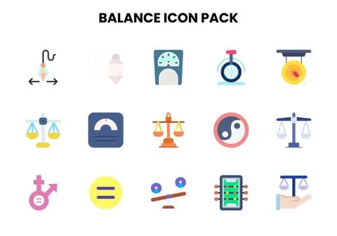 Balance Flat Vector Icons Pack Stockillustratie