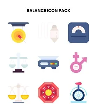 Balance Flat Vector Icons Pack Stock Illustration