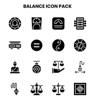Balance Glyph Bundle Icons Pack Stock Illustration