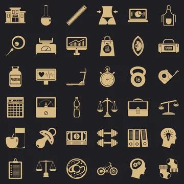 Balance icons set, simple style Stock Illustration