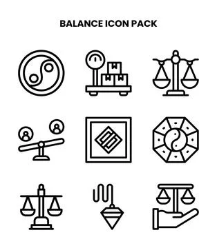 Balance Line Design Icons Pack Stock Illustration