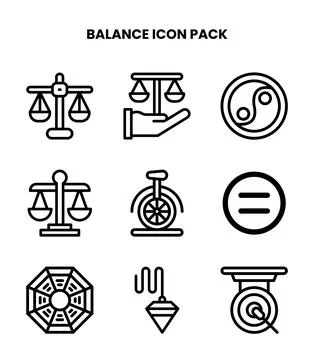 Balance Line Set Icons Pack Stock Illustration