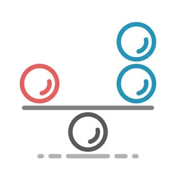 Balance, one red, two blue spheres Stock Illustration