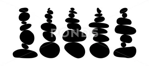 Balance pebble stone black silhouette vector illustration. .Wellness ...