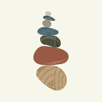 Balance pebble stone harmony vector Illustration. Simplicity calm and zen of Illustrazione stock