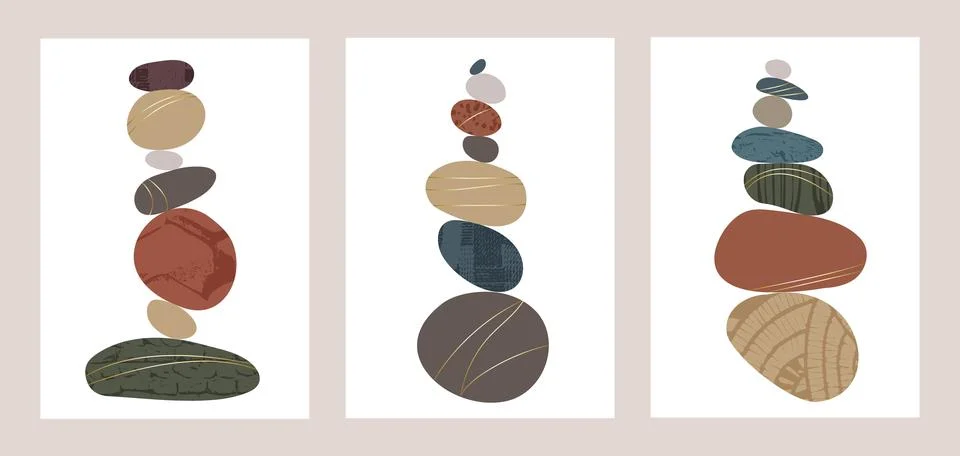 Balance pebble stone harmony vector Illustration. Simplicity calm and zen of Illustrazione stock