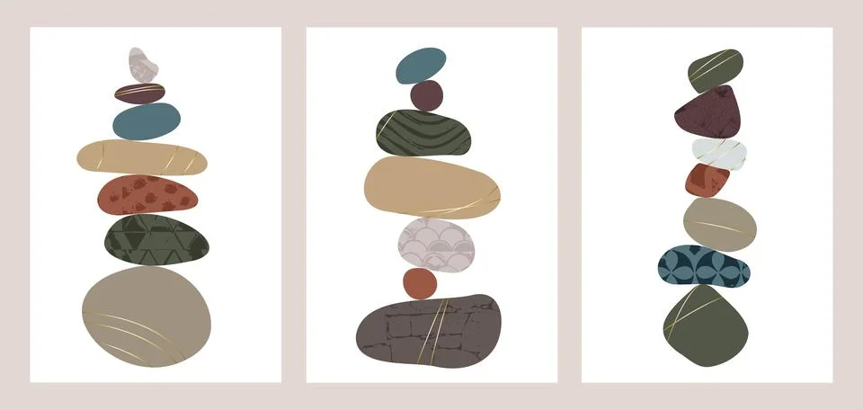Balance pebble stone harmony vector Illustration. Simplicity calm and zen of Stock Illustration