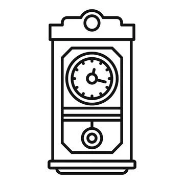 Balance pendulum clock icon, outline style Stock Illustration