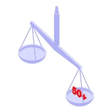 Balance scale comparing 50 plus age group with empty scale pan Illustrazione stock