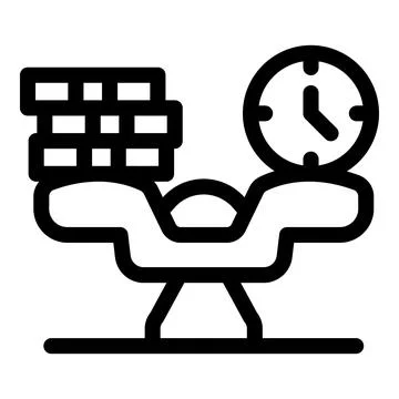 Balance scale comparing money value and time passing concept icon Illustrazione stock