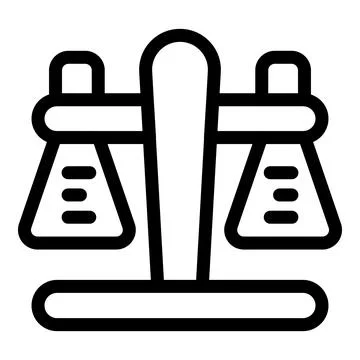 Balance scale comparing two erlenmeyer flasks for science experiment Illustrazione stock