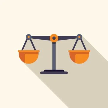 Balance scale comparing weights representing justice and law concept Illustrazione stock