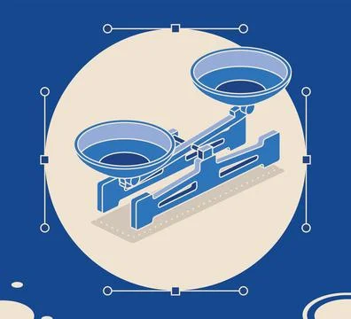 Balance Scale with Double Pans. Isometric Laboratory Mechanical Scales. Sca.. Stock Illustration