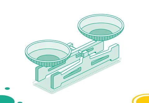 Balance Scale with Double Pans. Isometric Laboratory Mechanical Scales. Sca.. Stock Illustration