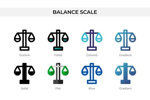 Balance Scale icon in different style. Balance Scale vector icons designed .. Stock Illustration