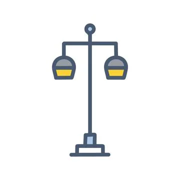 Balance scale icon. Simple line drawing of a balance scale, symbolizing equ.. Stock Illustration