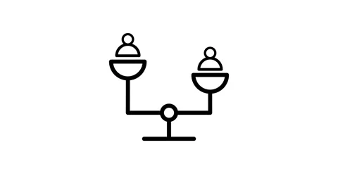 Balance scale icon with two human animation isolated on white background Video stock 339759570