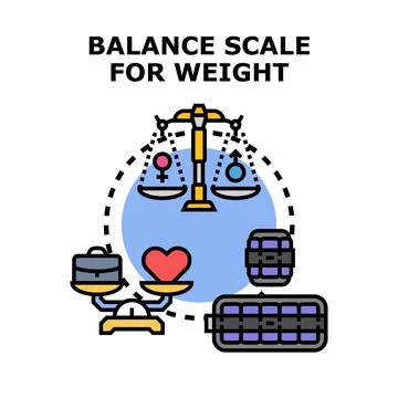 Balance scale measuring gender equality and work life priorities Stock Illustration