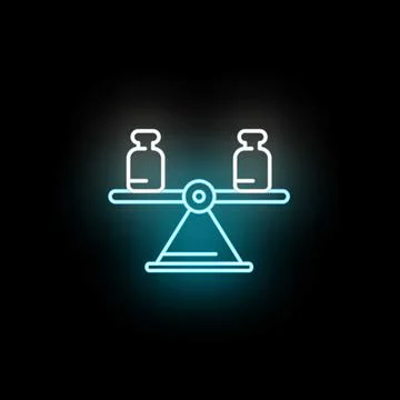 Balance scales concept with equal weights neon Stock Illustration