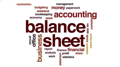 Balance sheet animated word cloud. Kinetic typography. Stock Footage 117377076