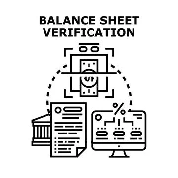 Balance sheet verification process and financial audit Stock Illustration
