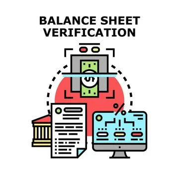 Balance sheet verification process and financial audit Stock Illustration