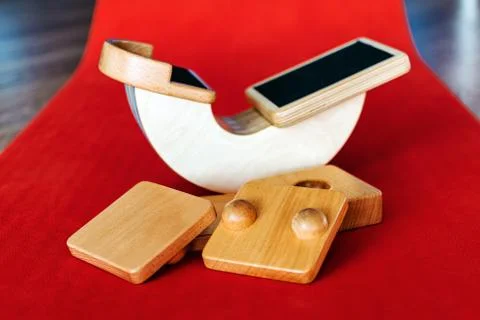 Balance simulator set on a red background Stock Photos