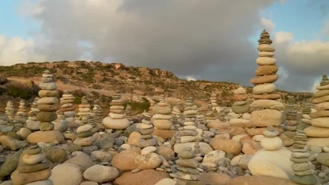 Balance stone balance tower timelapse Stock Footage 281627448