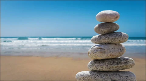 Balance stone on the beach Stock Footage 35990340